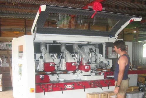 Timber moulder machine in operation at the Platypus Timbers sawmill in Kuttabul