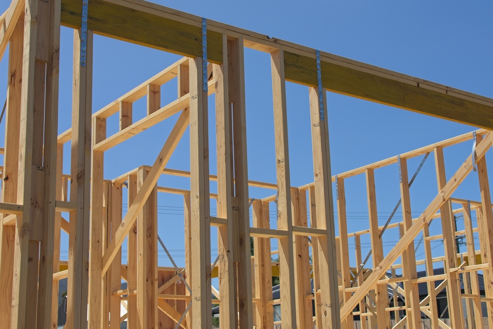 Treated pine timber wall frames on a Mackay house build