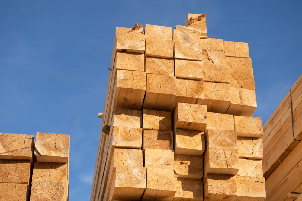 Stacked mining timbers ready for delivery from Platypus Timbers